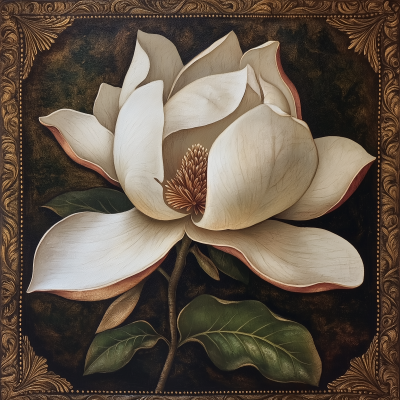 Magnolia Flower in Renaissance Style