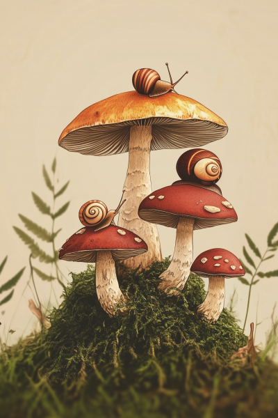 Snails on Mushrooms