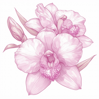 Pink Orchid Line Art