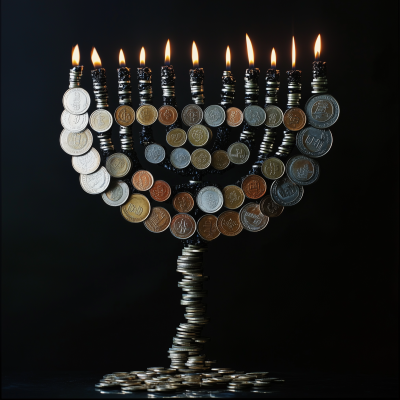 Menorah Made of Coins