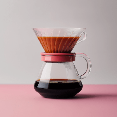 V60 Coffee Dripper with Coffee and Coral