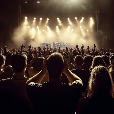 Concert Crowd with Ears Covered