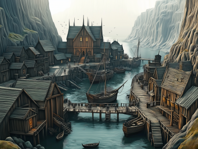 Medieval Fantasy Coastal Village