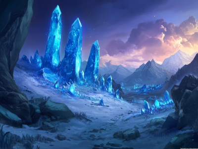 Snowy Landscape with Crystals