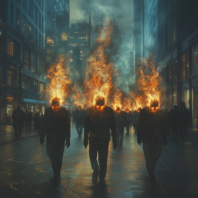 Burning Heads in the City