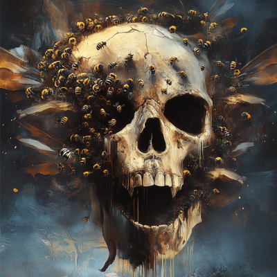 Symbolic Skull and Bee Swarm