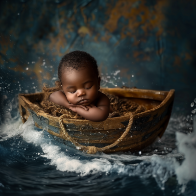 Newborn in a Boat