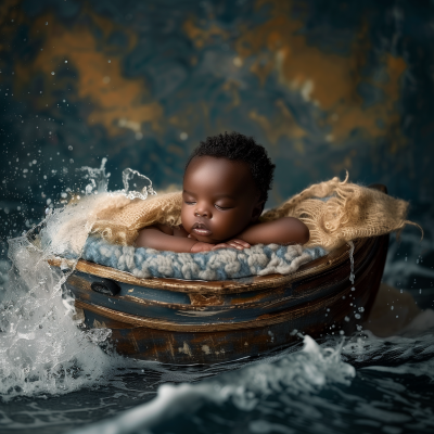 Newborn in a Boat