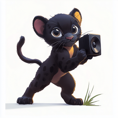 Black Panther Cub with Speaker