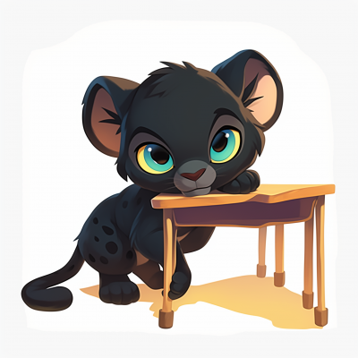 Happy Panther Cartoon Illustration