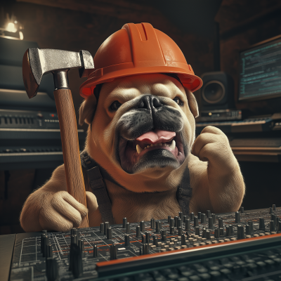 Angry Dog in Music Studio