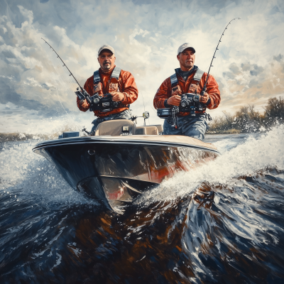 Men Fishing on Speed Boats