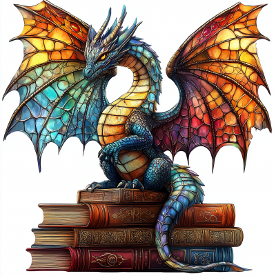 Colorful Dragon on Books