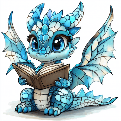 Cute Baby Dragon Reading