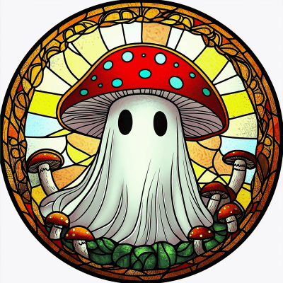 Cute Ghost with Mushroom Hat