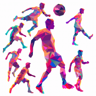 Football Players Low Poly Silhouette