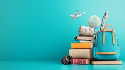 Turquoise Travel and Learning Background