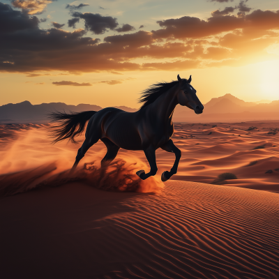 Galloping Arabian Mare