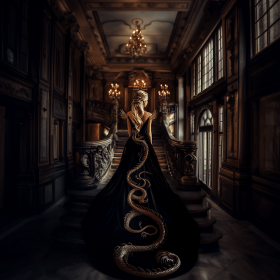 Elegant Presence in an Ancient Foyer