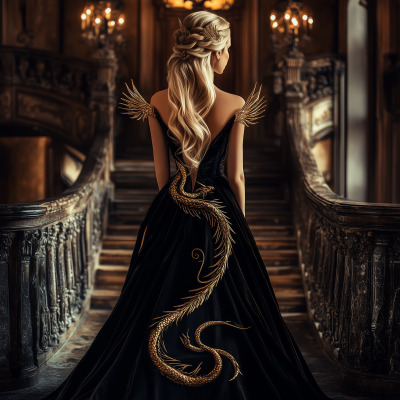 Elegant Woman in Velvet Gown