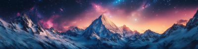 Snow Capped Mountains Fantasy Scene