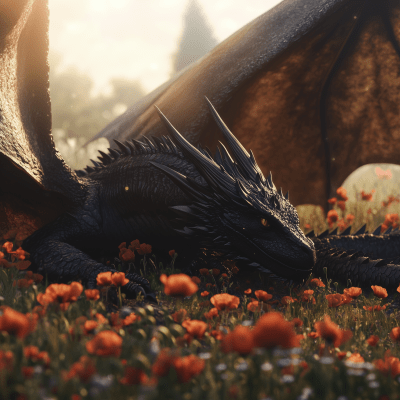 Majestic Dragon in Meadow