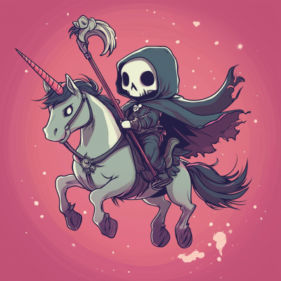 Chibi Grim Reaper on Unicorn