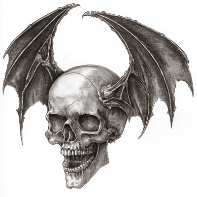 Skull with Bat Wings