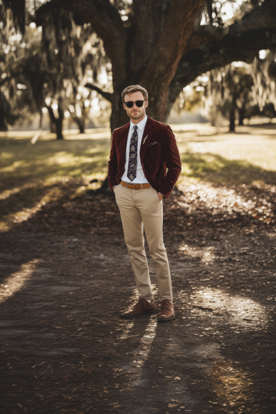 Wedding Attendee Under Oak Tree