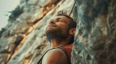 Climber with Closed Eyes