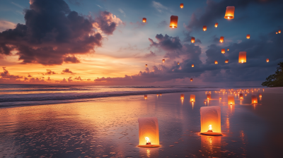 Floating Lanterns by the Ocean