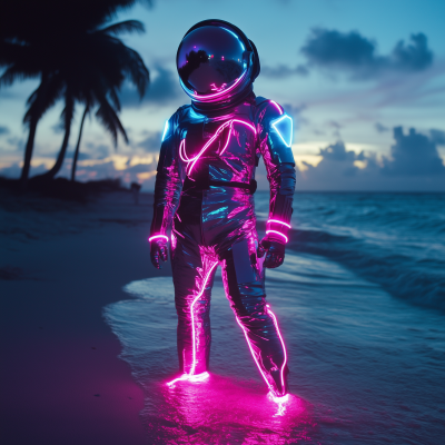 Astronaut on Caribbean Beach