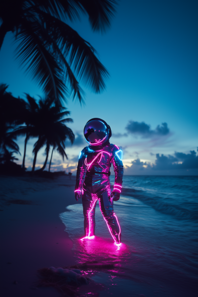 Astronaut on Caribbean Beach