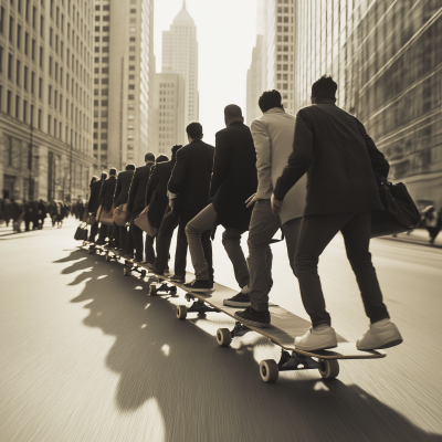 Corporate Skateboard Commute