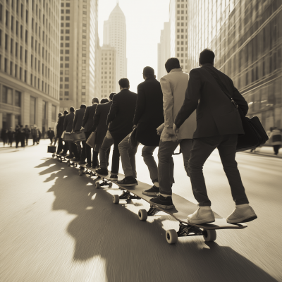 Corporate Skateboard Commute