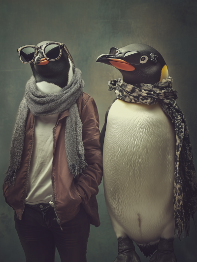 Hipster Penguin and Friend