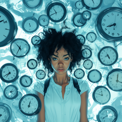 Impatient Woman with Clocks