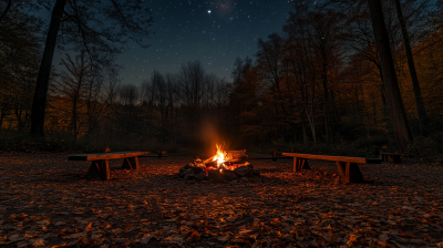 Autumn Campsite at Night