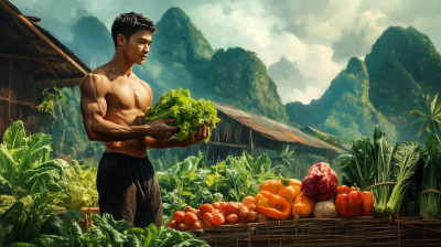 Healthy Cambodian Farmer with Vitamins