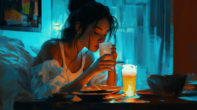 Young Woman Enjoying a Drink