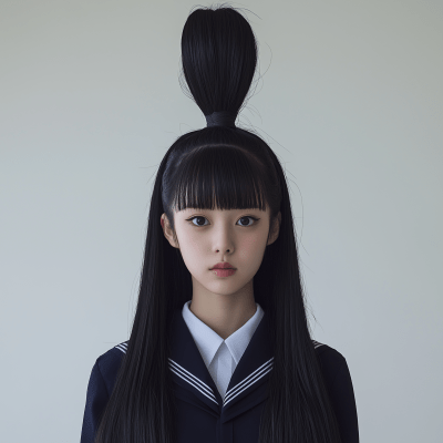 Japanese Schoolgirl with Standout Hair