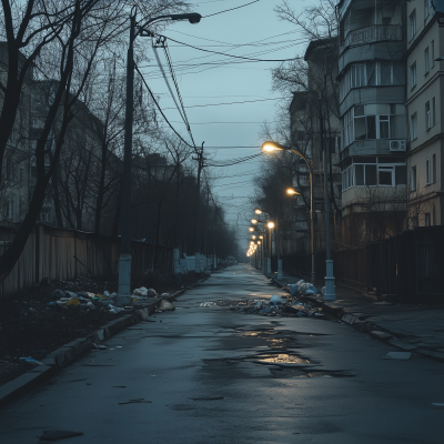 Gloomy Street in Russia