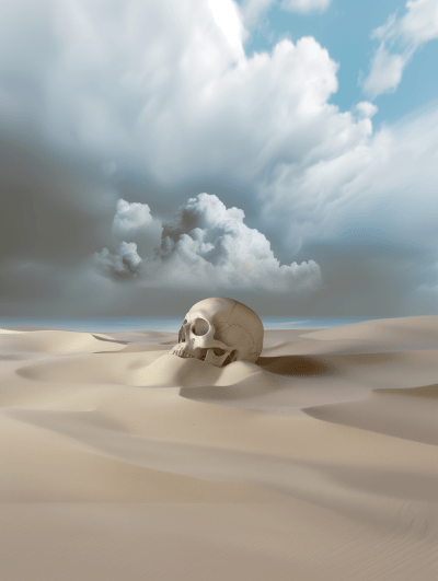 Human Skull in Sand