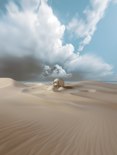 Human Skull in Sand