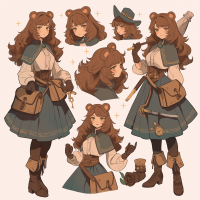 Bear Girl Magician Character Design