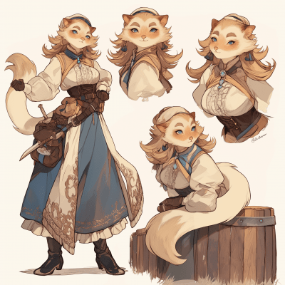 Anthropomorphic Ferret Princess Character Sheet