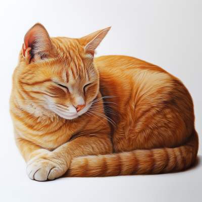 Orange Cat on White Background