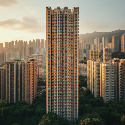 Towering Condominium in City