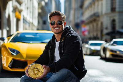 Joyful Man with Lamborghini