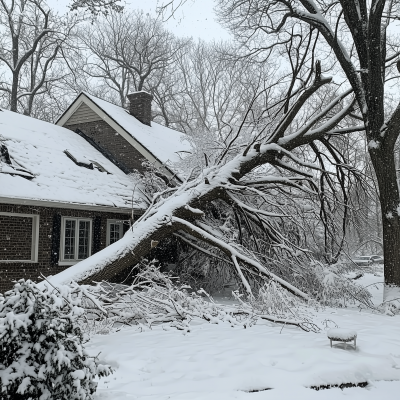 Fallen Tree After Winter Storm